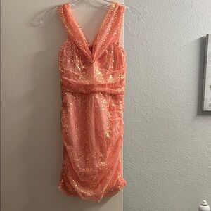 Glamorous Coral Sequin Mini Dress